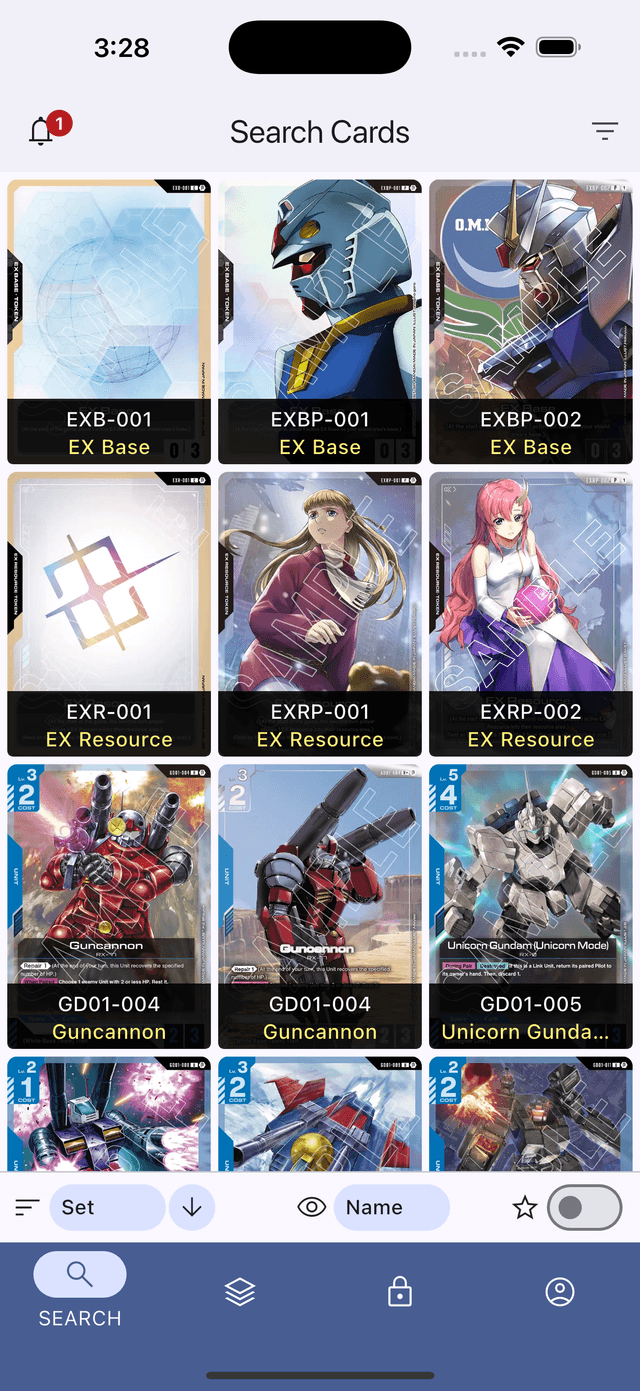 GNDM TCG Dex Search